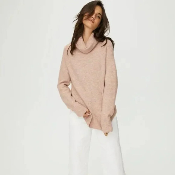 Aritzia The Group Babaton Plutarch Pink Funnel Neck Alpaca Wool Sweater | XXS - Picture 1 of 8